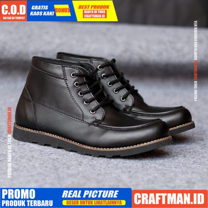 CRAFTS - Sepatu Boots Hitam Formal Pantofel Kerja Pria