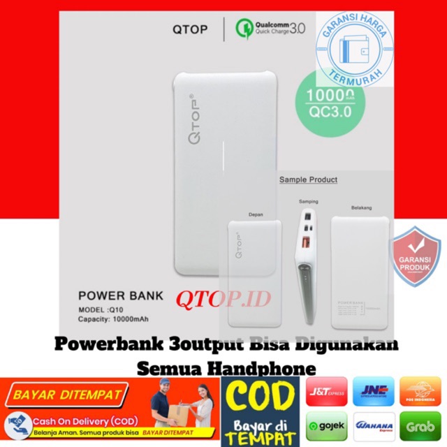 QTOP Q10 PRO 10000mAh PowerBank Quick Charge QC 3.0 + PD Real Capacity Power Bank