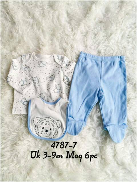 Baju bayi 3in1/ baju bayi plus slabber import/little me baby/ baju bayi lucu