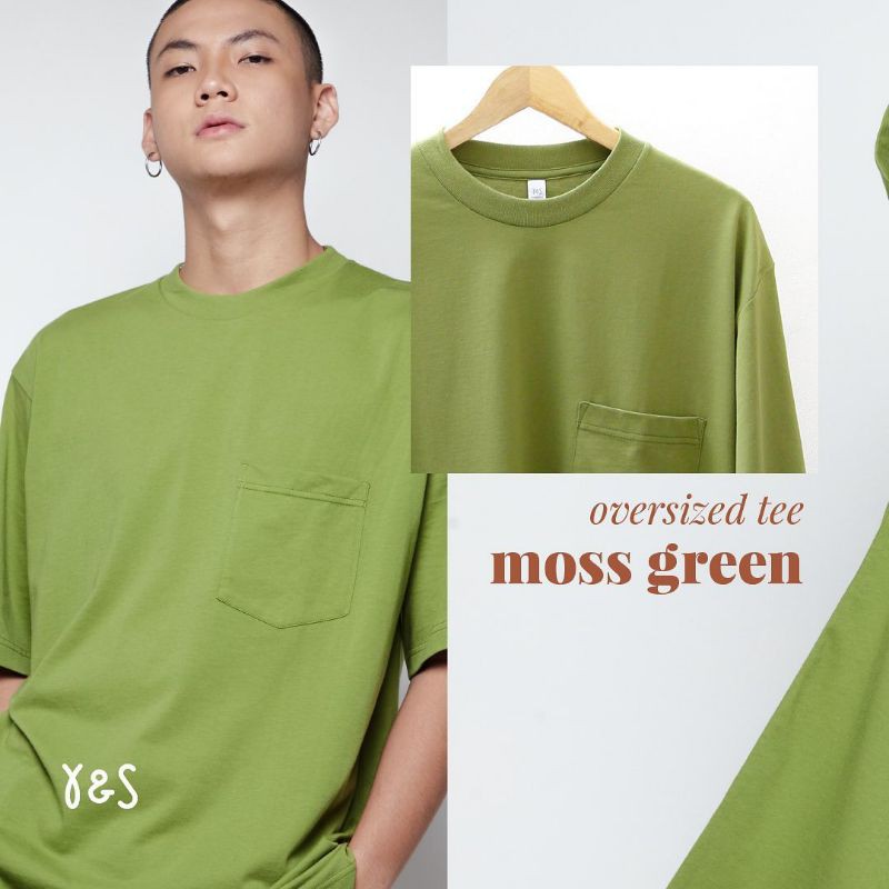 Kaos Oversized YnS Pocket Cotton Combed 30s Yarn & Spindle Oversized Moss Green