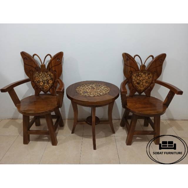 Kursi Teras Kayu Jati Model Kupu