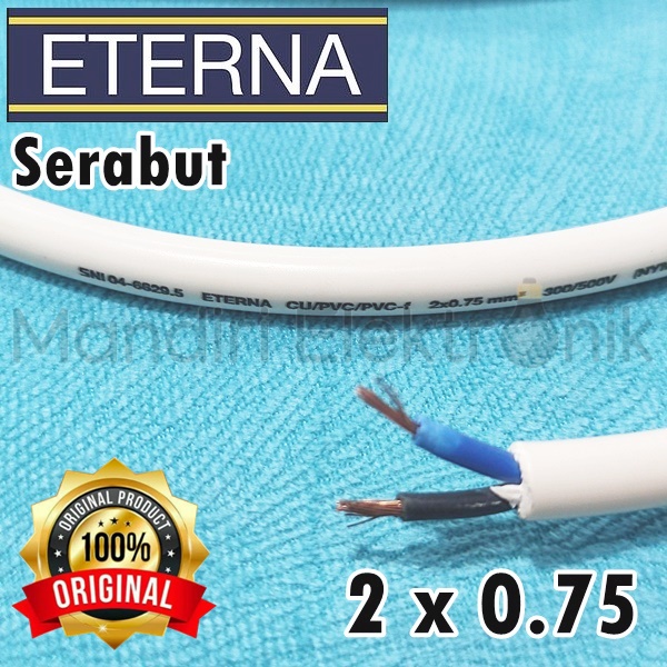 (Roll) Kabel Eterna NYMHY 2x0,75 serabut per Roll 50 meter - Kabel Listrik Eterna Serabut Roll 50m 2 x 0.75