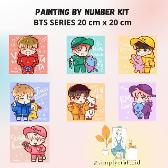 Simply Craft ID - Paint By Number 20x20cm BTS Series DIY Painting Kit Mewarnai Lukisan with Wooden Frame  / Hampers Lebaran  / Hadiah Ulang Tahun / Hadiah Untuk Teman / Souvenir