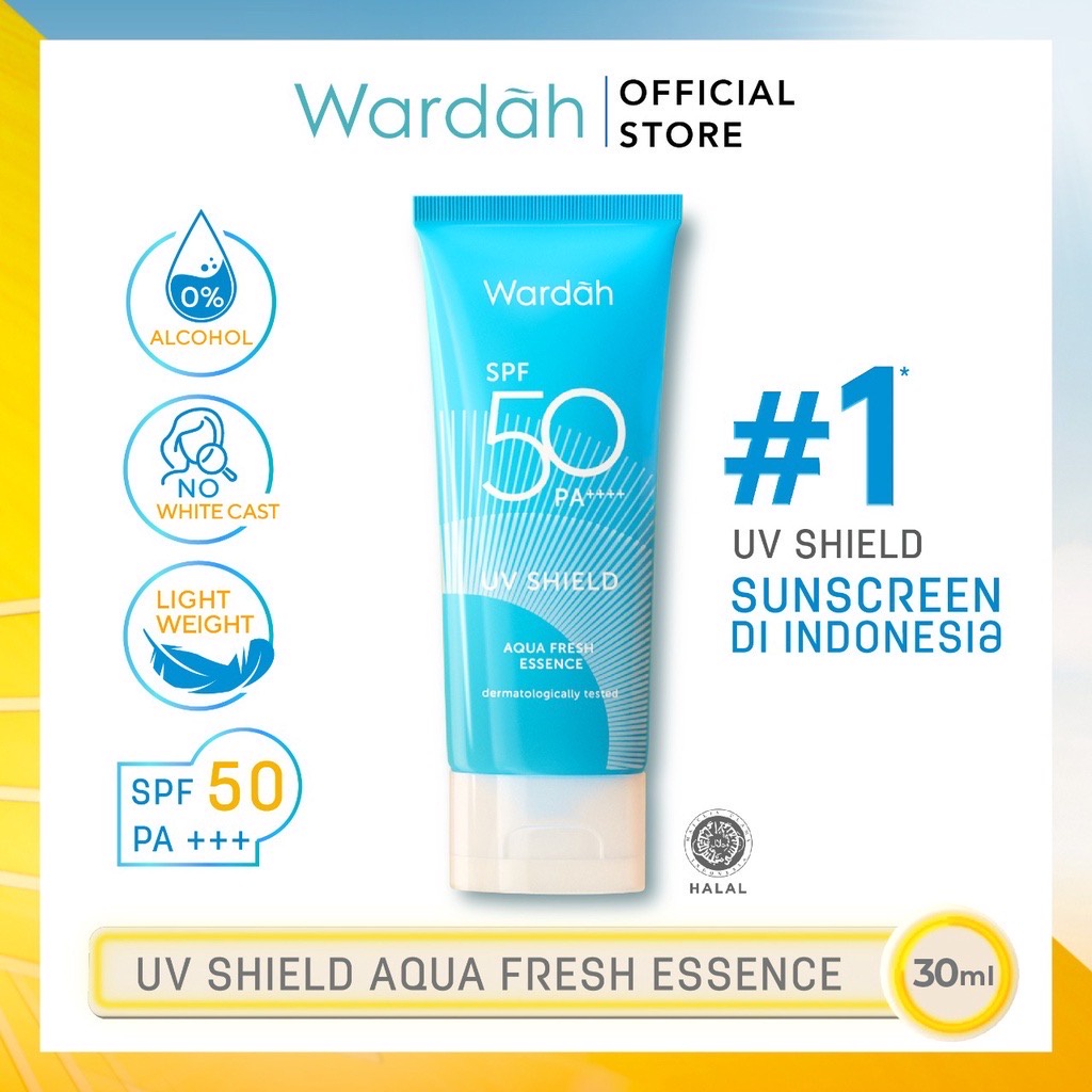 Wardah UV Shield Aqua Fresh Essence SPF 50 PA+++ 30ml | Essential Sunscreen Gel SPF 30 PA+++ 40ml