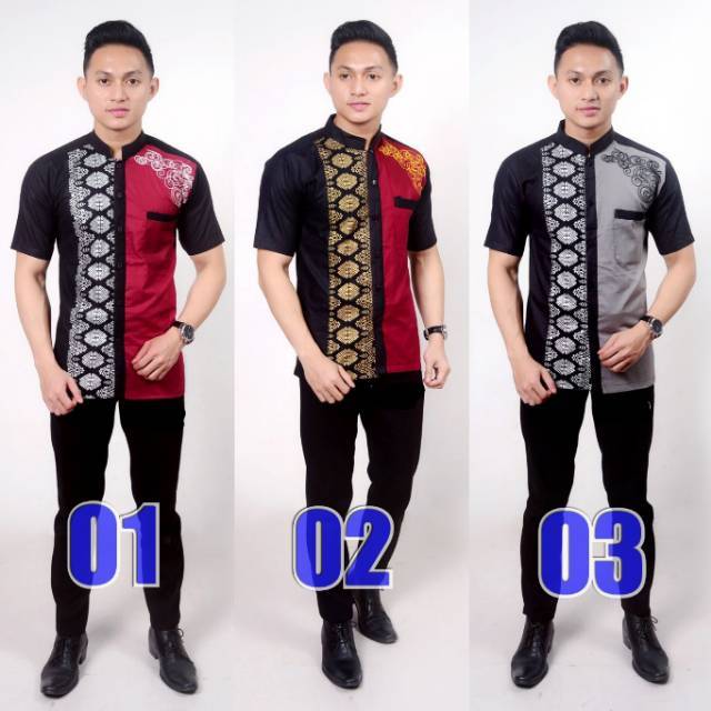 KEMEJA PRIA BATIK PRADA SERAT NANAS KOMBINASI BORDIR / BAJU BATIK PRIA MURAH BATIK KERTABUMI