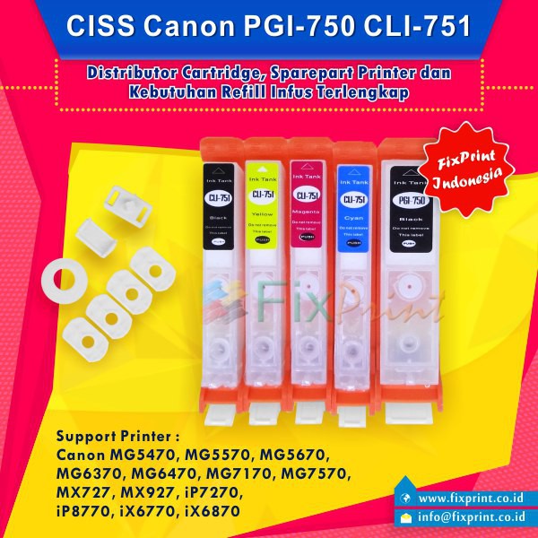CISS Canon PGI750 CLI751 CANON Pixma MG5470 / MG6370 / MX727 / MX927 FPJNew2687