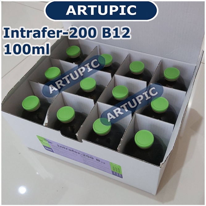 intrafer-200 B12 100 ml Obat Anemia Pertumbuhan Sapi Anak Babi DLL Hewan Lainnya Obat Anemia Proses Melahirkan Gizi Tidak Seimbang Kehilangan Darah Parasit Infeksi Zat Besi Vit B12 Kambing Domba Anjing Kucing