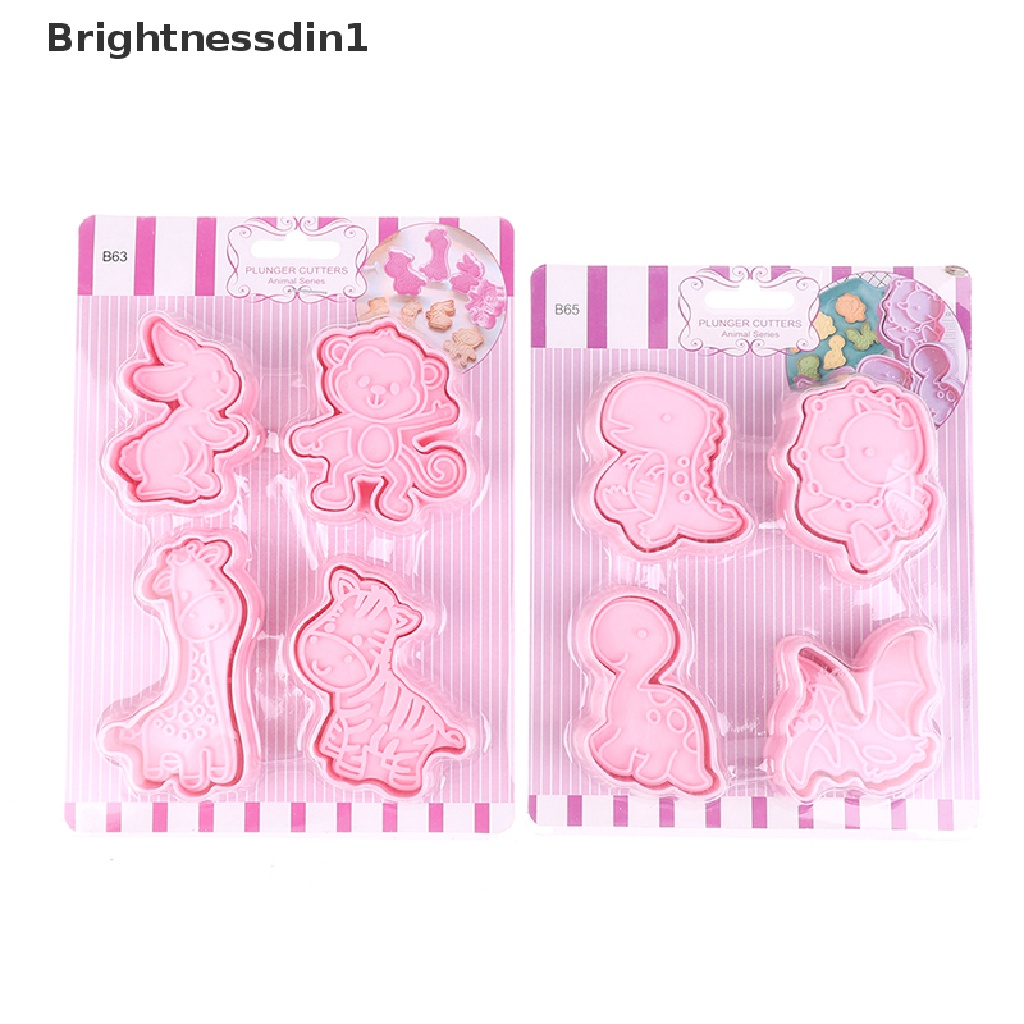 4 Pcs Alat Cetakan Pemotong Biskuit Cookie Bentuk Kartun Dinosaurus 1 In 1 Untuk Baking