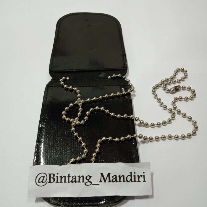 

Gilaa!!! Dompet Name Tag Id Card Kta Plus Kalung Rantai Kulit Hitam Kilap Berkualitas