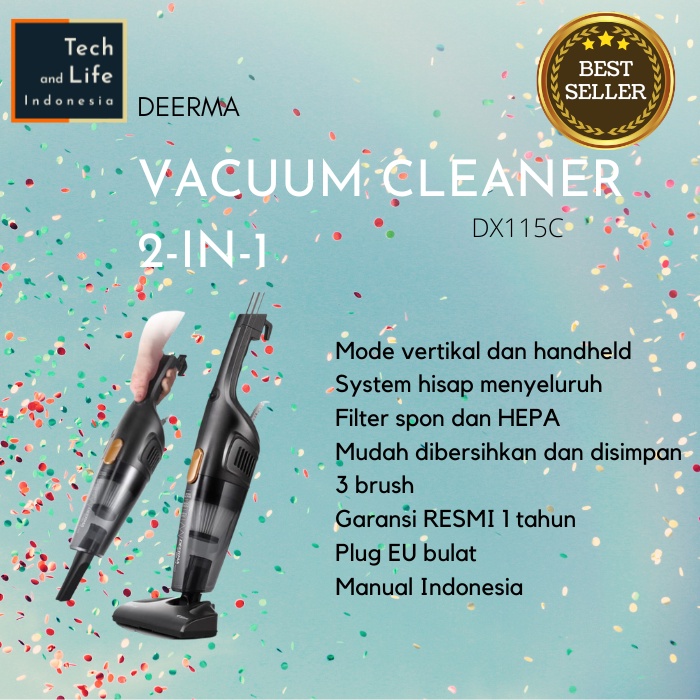 Deerma DX115C Portable Handheld 2in1 Vacuum Cleaner Penyedot Debu