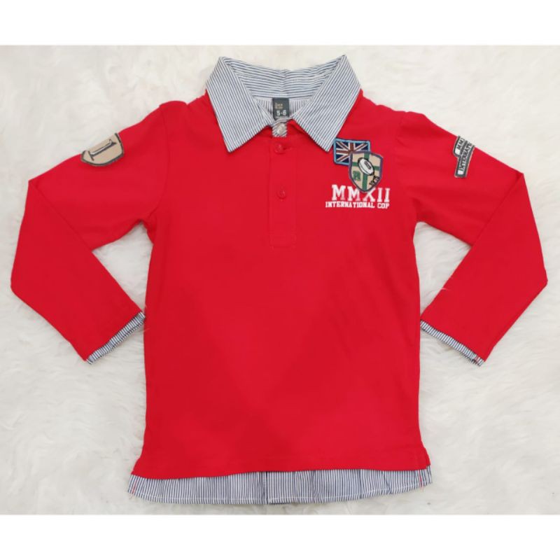 Zara Kids Baju Kaos Lengan Panjang Merah Untuk Anak Cowok 5-7  Tahun