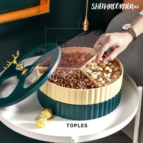 SHENAR TOPLES RUSA 2 dan 1 SUSUN FRUIT TRAY/TOPLES TEMPAT KUE MAKANAN LEBARAN/TOPLES PERMEN KACANG SNACK, SHENARCORNER168