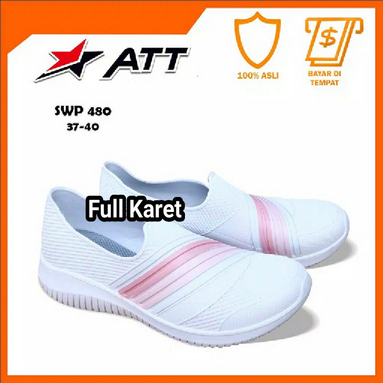 (COD) TERMURAH Sepatu Karet Wanita Santai Slip On ATT SWP 480