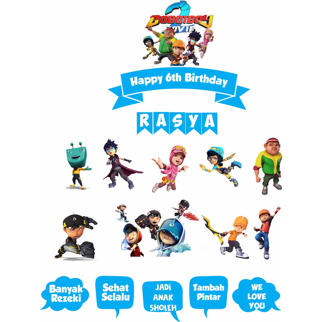 Topper Cake tema Boboiboy Galaxy Custom Design/Bisa sesuai Request