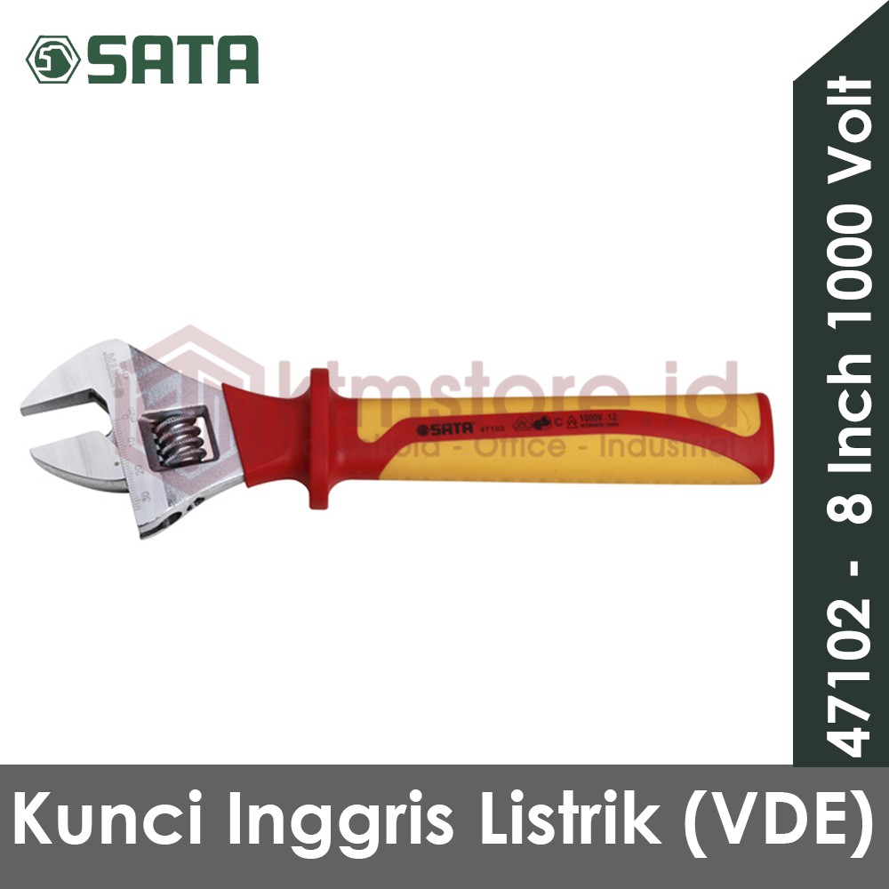 SATA TOOLS Kunci Inggris Listrik VDE 8 Inch adjustable wrench 47102