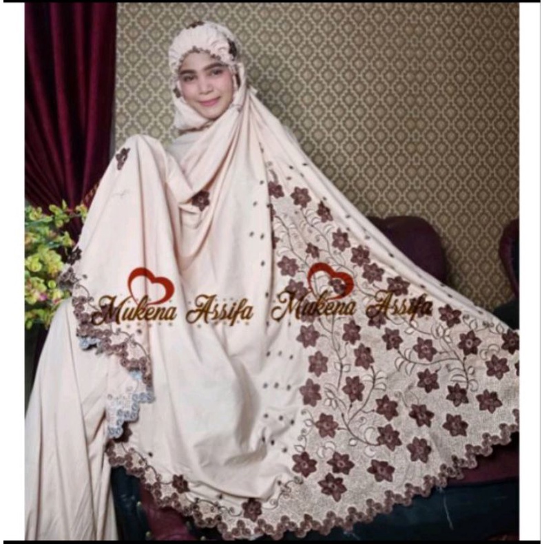 Mukena bordir original also coklat susu