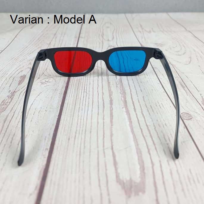 Black Frame Red Blue Cyan 3D Glasses Kacamata 3 Dimensi Anaglyph TV