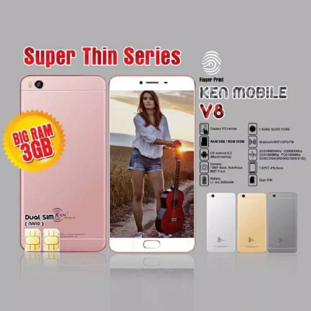 Ken Mobile V8  Rom 32GB Bergaransi Resmi