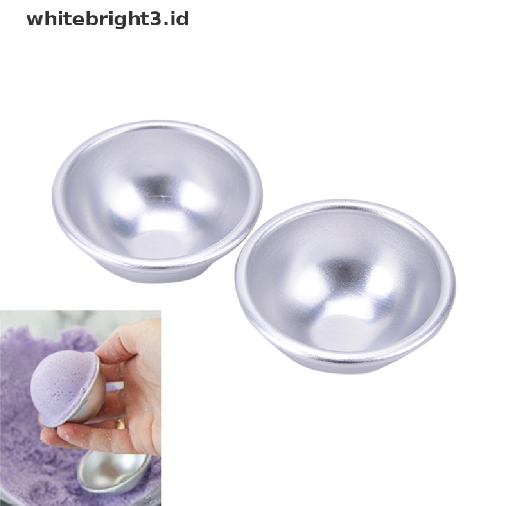 (whitebright3.id) 1 Set / 2pcs Cetakan Bola Bom Mandi Bahan aluminum Ukuran 4.5x2cm