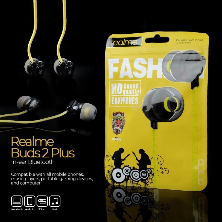 Promo termurah!!! Headset Earphone Realme Extra Bass Untuk Gaming / Musik / Tiik Tok / Youtube Dan Lainnya