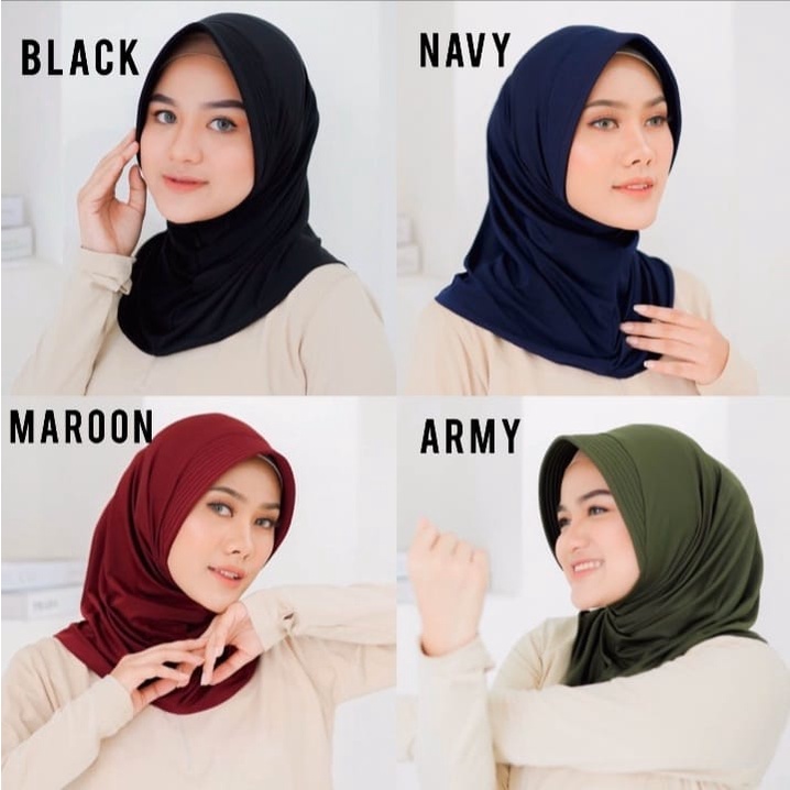 [Bisa COD] Bergo Sport Instant / Hijab Olahraga Bahan Jersey / Kerudung Instant Pet.