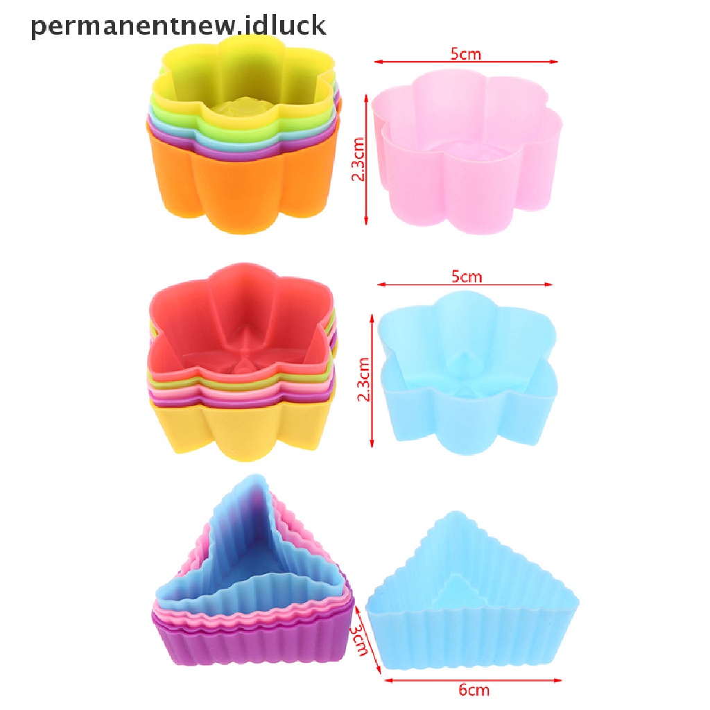 6 Pcs / Set Cetakan Kue Bentuk Segitiga Warna Ungu Emas Bahan Silikon Untuk Dekorasi