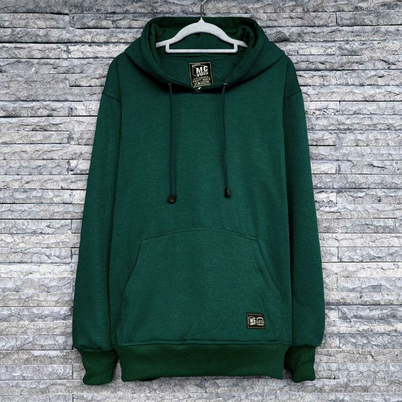 Hoodie Sweater Polos Unisex Premium Distro Hijau Botol