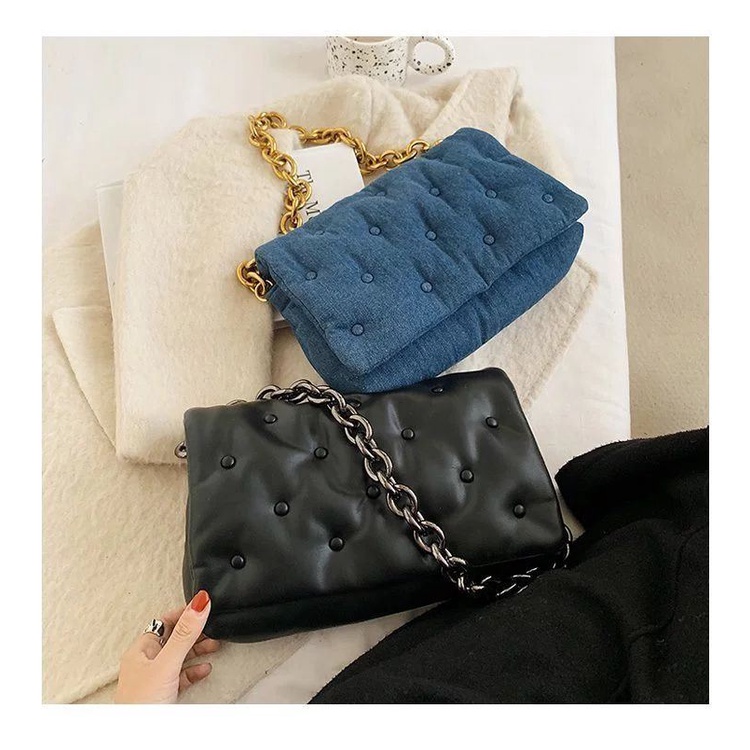 BJ15262 - BLACK/BLUE - TAS SLEMPANG TALI RANTAI BESI FASHION WANITA IMPORT TERMURAH BAGSTORE JAKARTA ELJ5262 GT1827 JT12282 LT1957