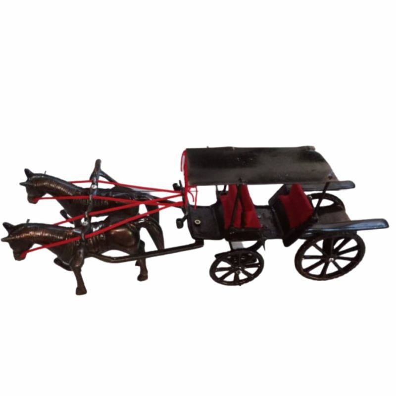 MINIATUR-DELMAN-ANDONG-DUA-KUDA-BAHAN-BESI-SOUVENIR-PAJANGAN-YOGYAKARTA