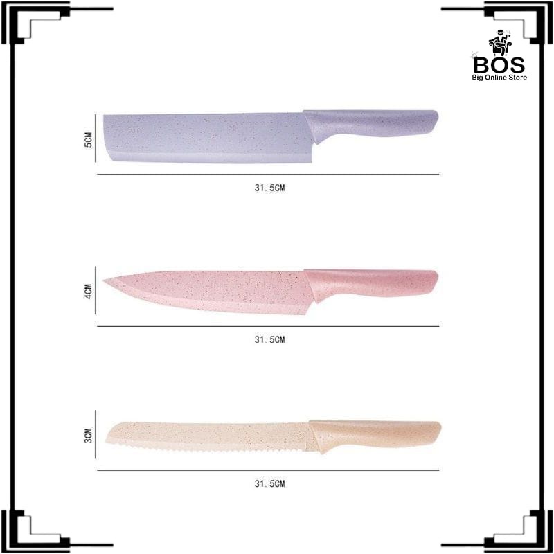 BOS SET PISAU STAINLESS ANTI LENGKET EVCRIVERH KNIFE SET (6 IN 1)