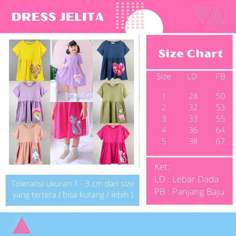 PROMO 7.7 Dress Jelita Anak 1 -5 Tahun Dress Sablon Smilee Dress Anak Lucu Sehari hari