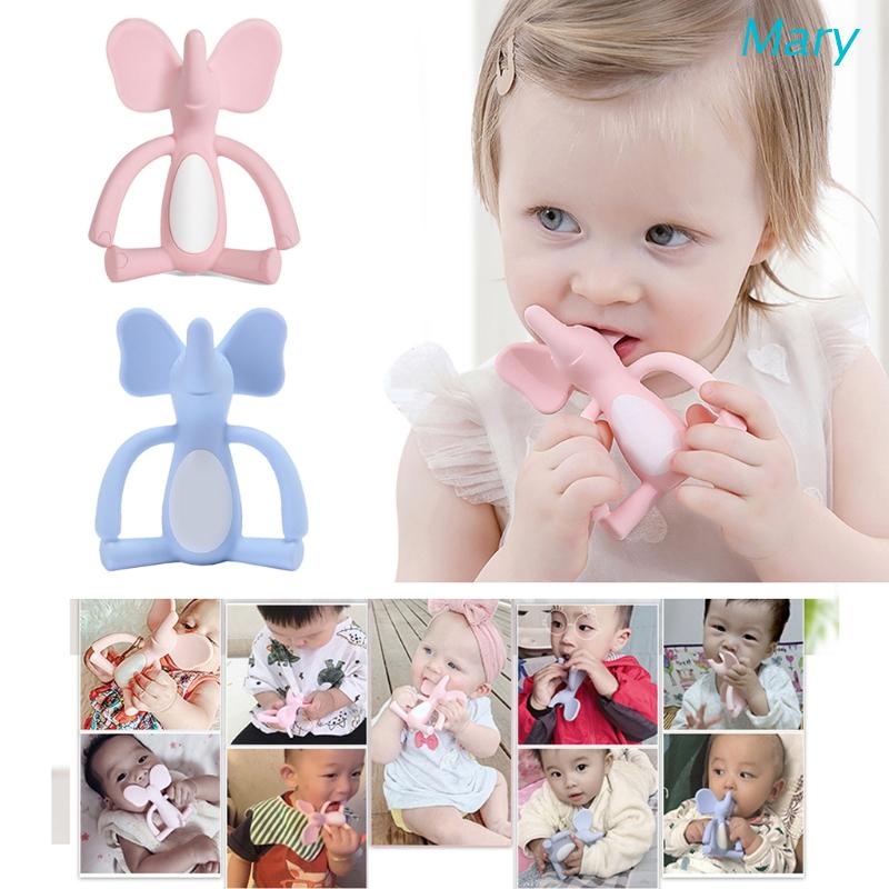 Mary 1pc Mainan Teether Silikon Bentuk Kartun Gajah Untuk Bayi