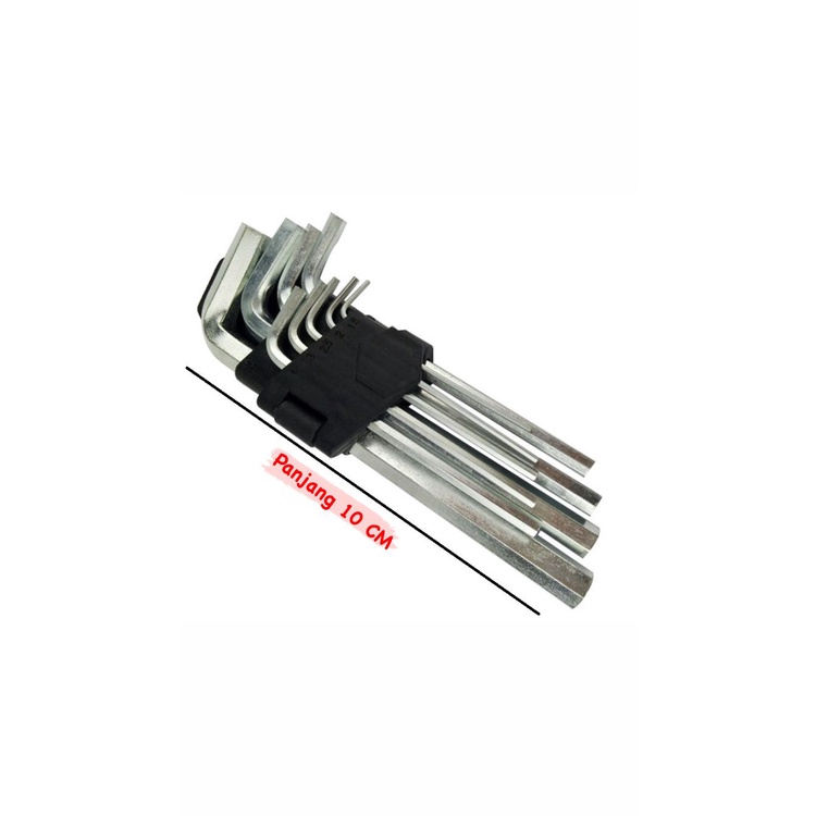 Kunci L 9 in 1 Ujung Bulat 9 Piece Ball Point Hex Key