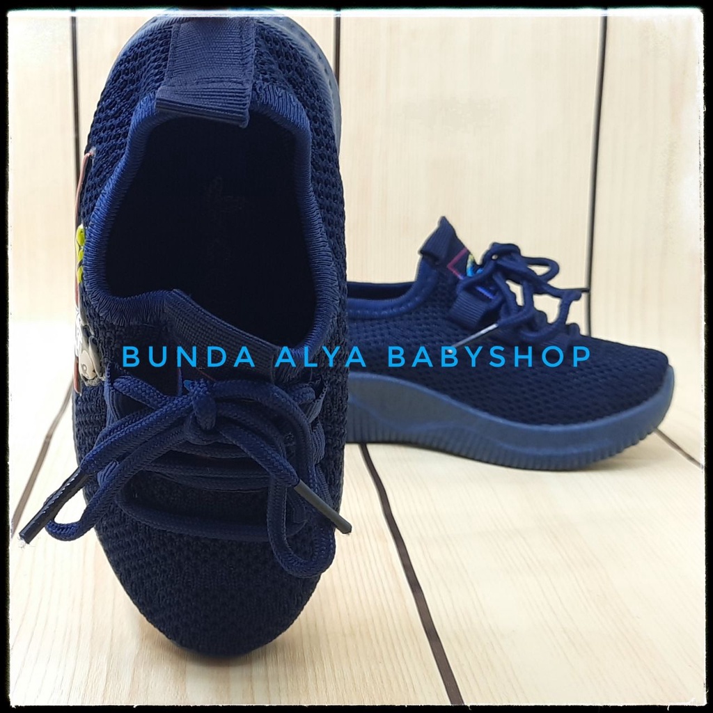 Sepatu Anak Laki Laki IMPORT Umur 2 Tahunan NAVY Elastis - Sepatu Anak Cowok Size 22 Kartun Lucu Alas Karet Anti Licin