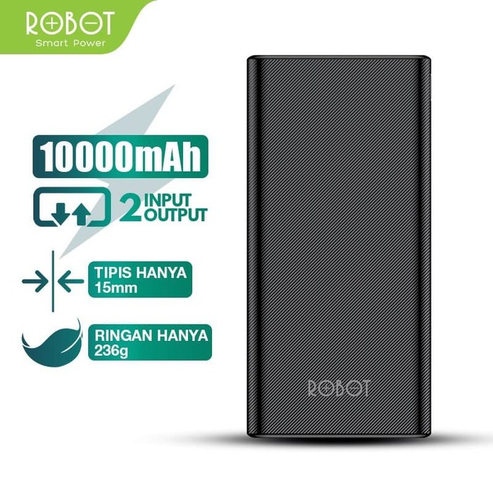 Robot Powerbank 10000 mah 2 ouput Usb RT170  (type c dan Micro ) Power Bank