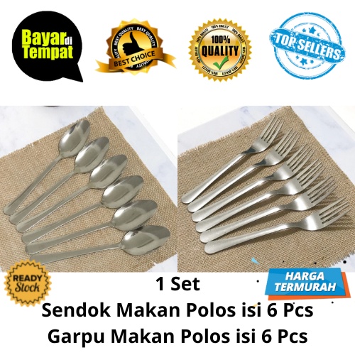 [BISA COD] PROMO Sendok Garpu Makan Polos Isi 12 Pcs Stainless Tebal Anti Karat Alat Makan Berkualitas Harga Murah Terjangkau