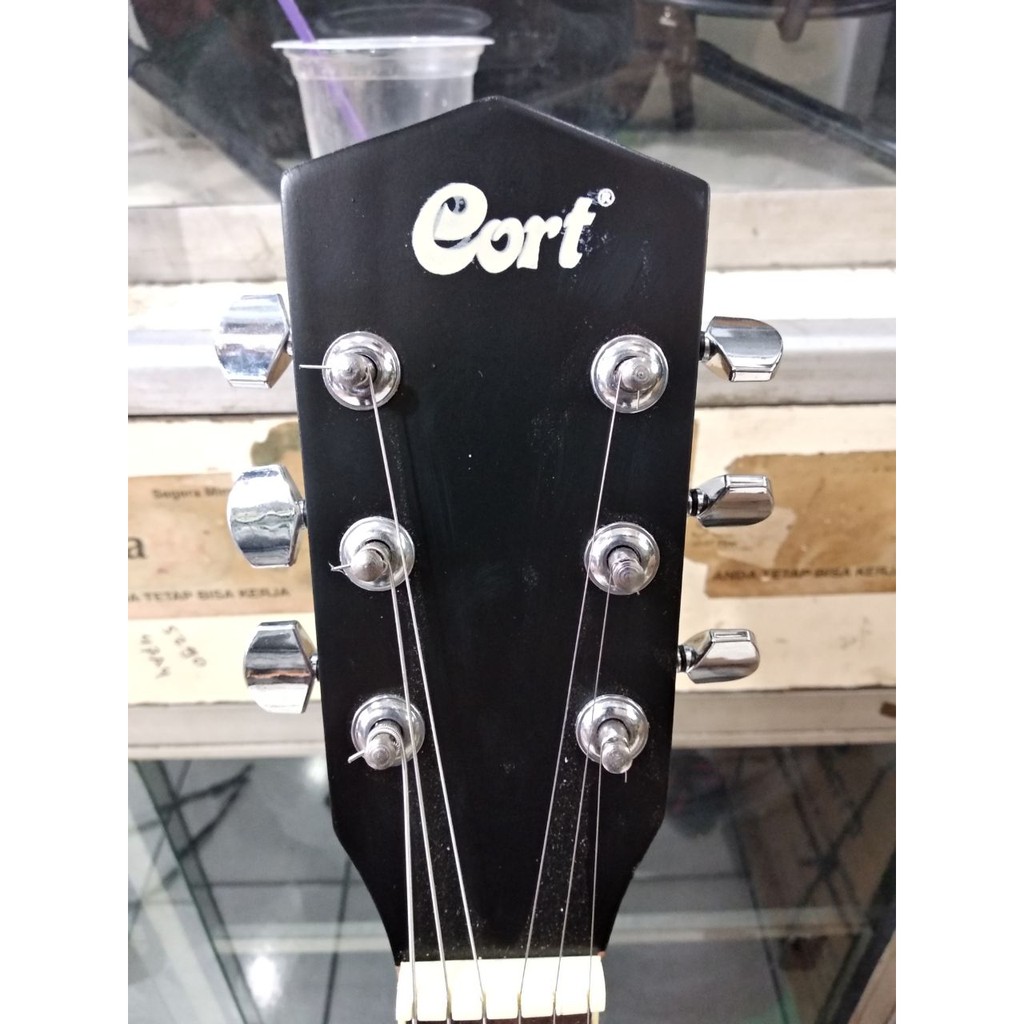 Gitar Akustik Jumbo Merk Cort Warna Coklat Doff Senar String Trusrod Jakarta Murah