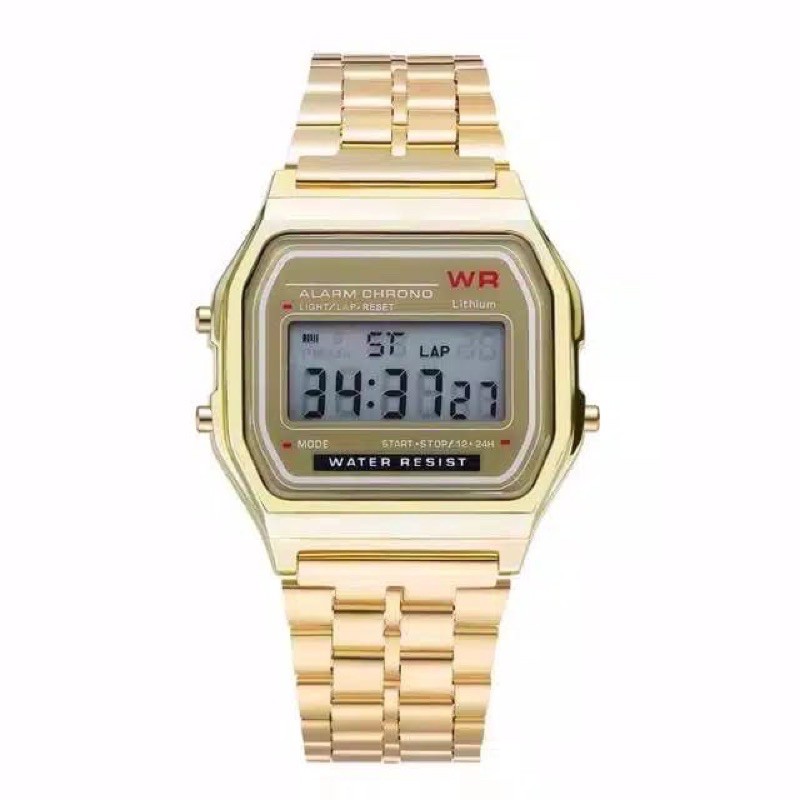 Jam Tangan Wanita Digital Kotak Rantai Model Casio/Linary