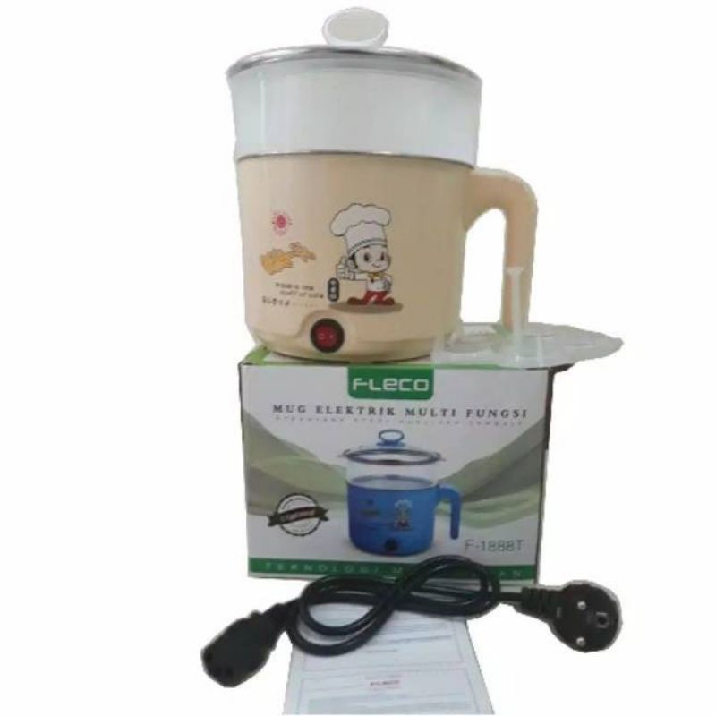 Panci elektrik  6018  F 1888 T  Multifungsi , Panci masak serbaguna + kukus , mug panci listrik  18cm