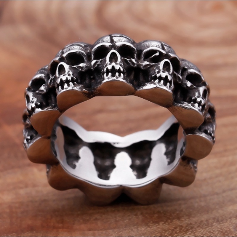Vintage Fashion Punk Skull Men Ring Goth Rocker Hippie Hipster Skeleton Finger Ring Male Big Rings for Men Jewelry
