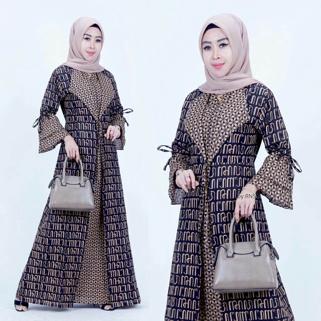 Saroja (991) Couple Batik Gamiss Jessy Coklatan kerah Jas Motif Aksara