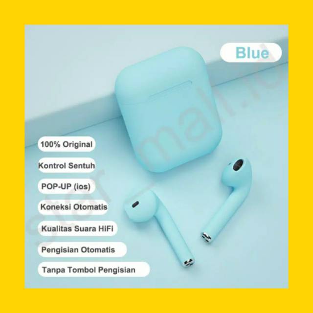 HEADSET BLUETOOTH INPODS i12 TWS MACARON EARPHONE WIRELES TWS i12 MATTE MACARON ANDROID