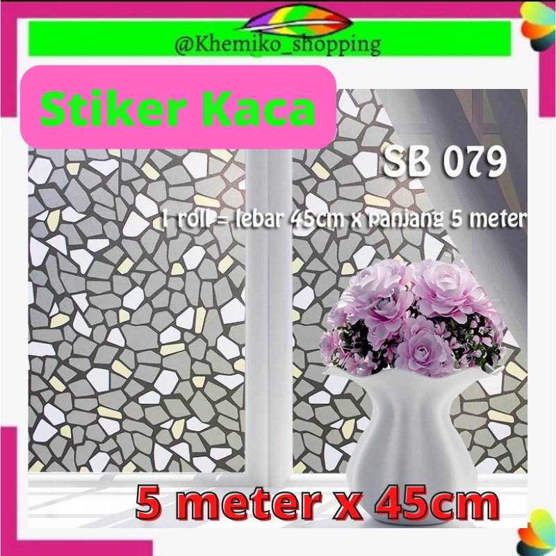 STIKER KACA UK 5 METER X 45CM SUNBLAST 079 BATU MOZAIK BATU HITAM STICKER JENDELA KACA FILM WINDOW D