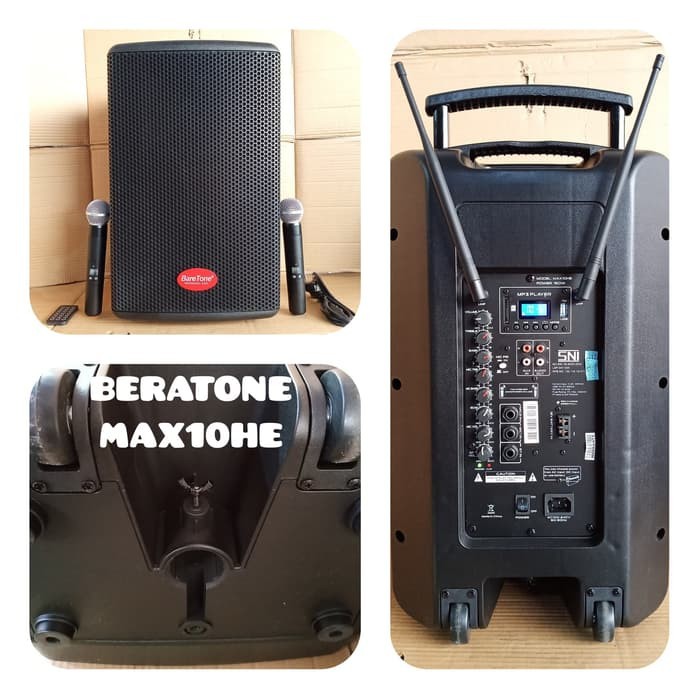 Speaker Aktif Baretone 10 inch portable Max 10H E Original mic wireles