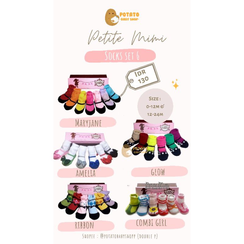 Petite Mimi Kaos Kaki Girl Isi 6 / Petitemimi socks