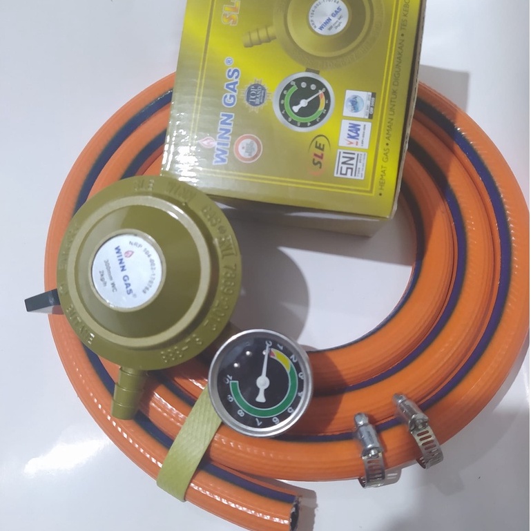 Regulator Matic WINN GAS SLE 888 Manometer BIOGAZ Selang Gas LPG 700 PSI Anti Minyak
