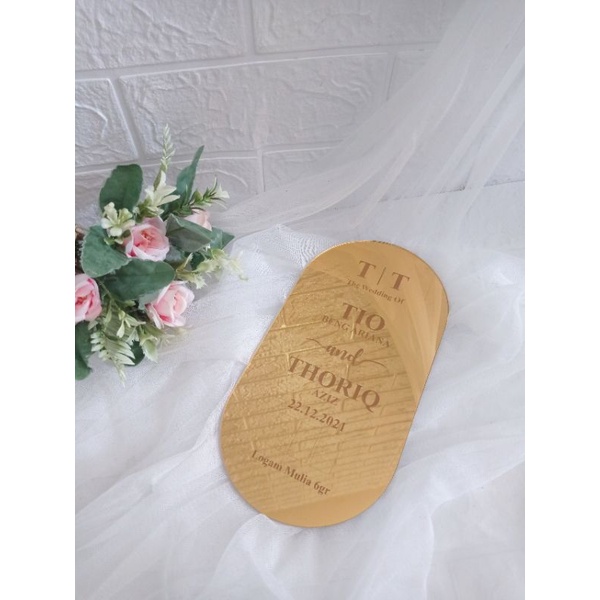 AKRILIK MIRROR GRAFIR BENTUK OVAL ISIAN MAHAR/SCRABBOOK