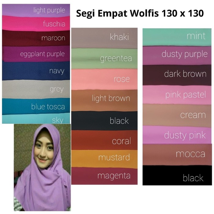 PROMO - SEGI EMPAT WOLFIS SYAR'I JUMBO JILBAB WOLPEACE GRADE A 130X130 - BIRU HIJAB EMPAT