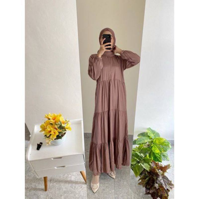 Hanum dress premium / dress polos / dress busui / gamis busui/ dress rayon/COD