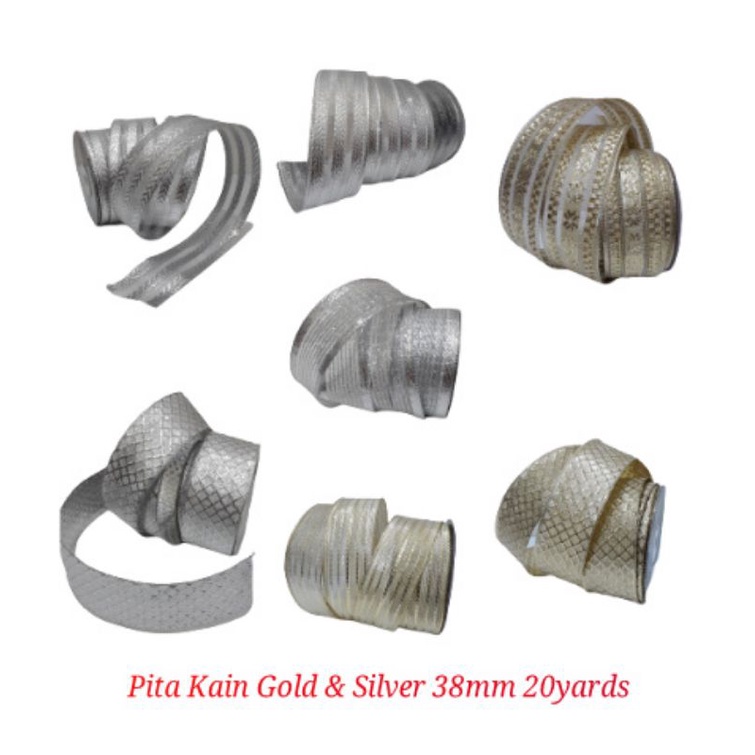 

Pita Metalik Gold Silver 38mm 20yards Kain List Kawat